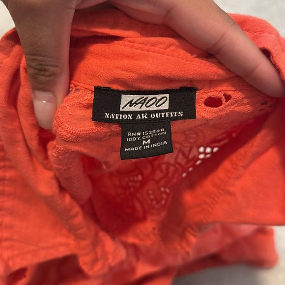 Women's Coral Button-Up Top - Picture 3 of 3